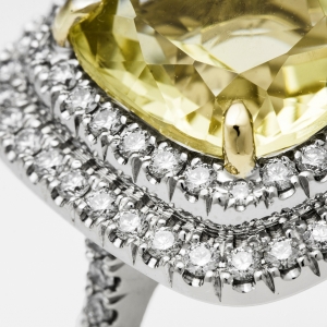 Luksuzni prsten od belog zlata sa citrinem i brilijantima